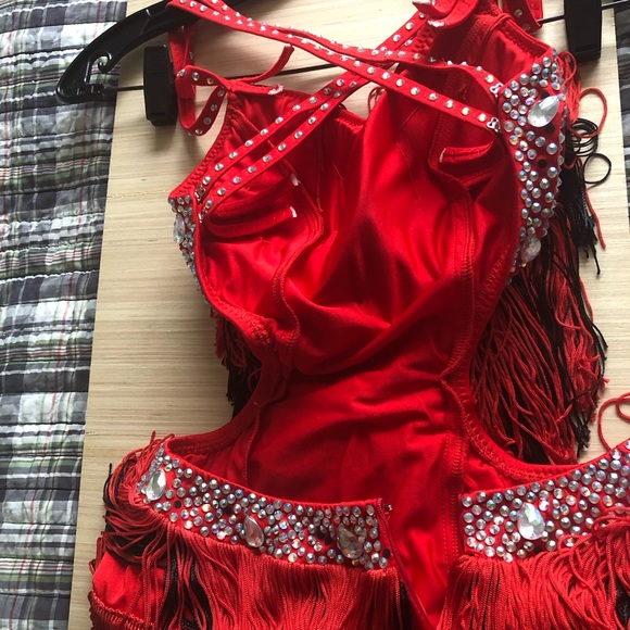 A fabulous Latin dancing dress with fringe, size Junior/ Woman XS-S - Picture 9 of 11